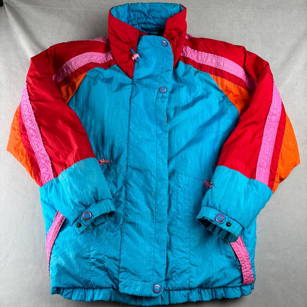 Roffe Skiwear Jacket Ladies Lotus 14 Vintage Colorblock 80s Windbreaker USA Made